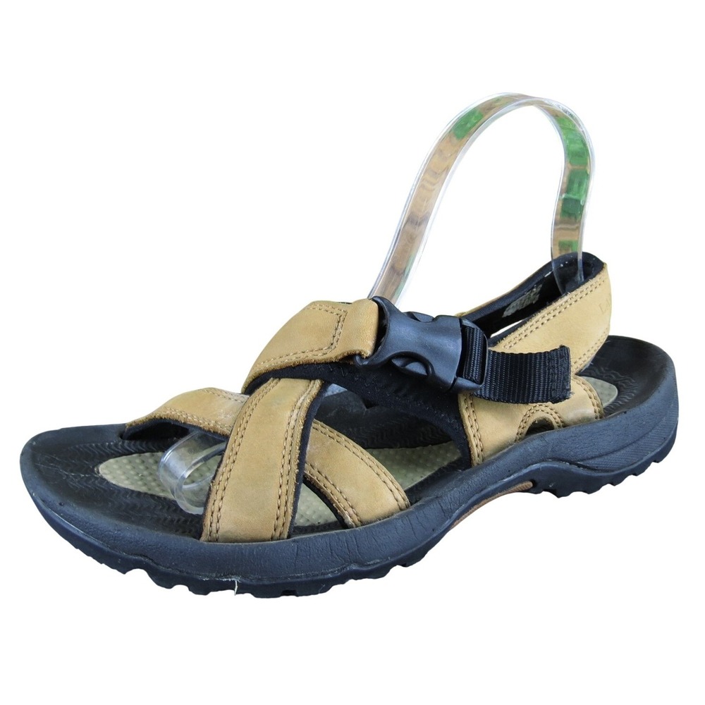 Lands' End Women  Strappy Brown Leather‎ Sz 8 Medium  Used 2025
